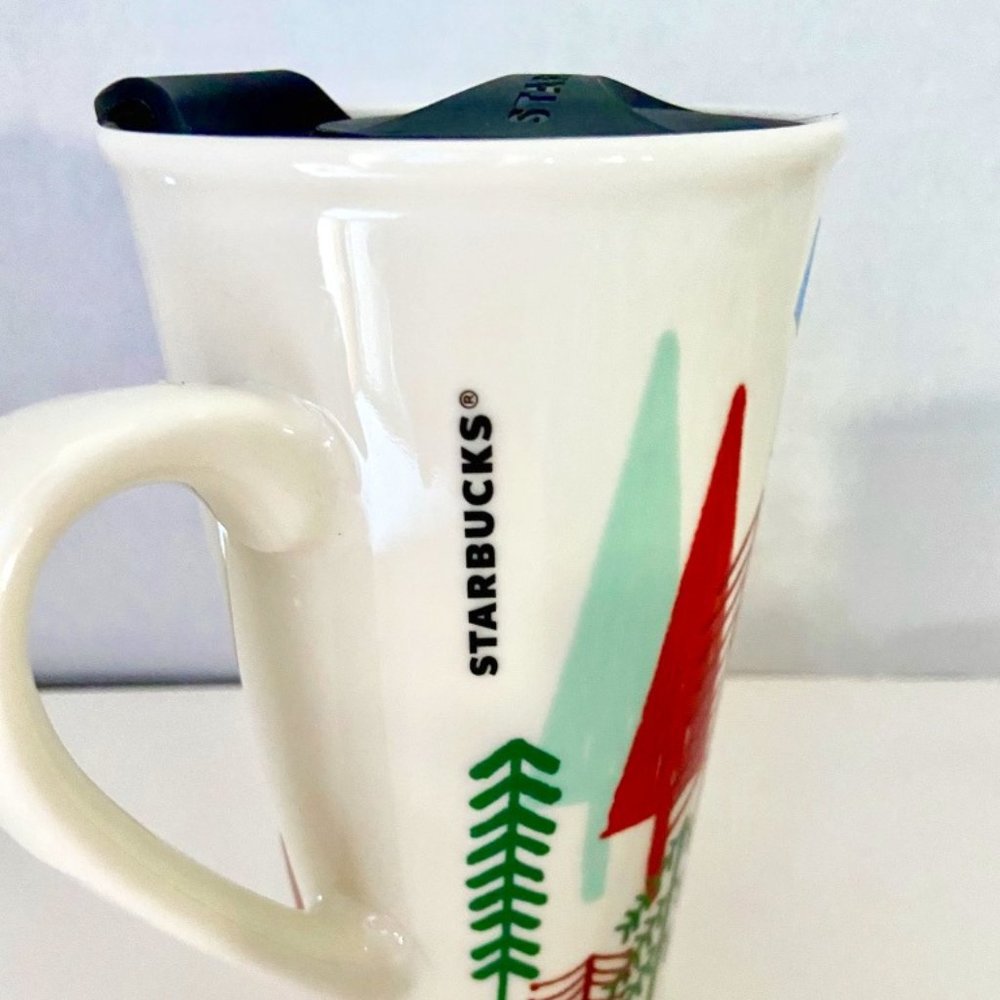 Starbucks Holiday Ceramic Travel Coffee Mug w/Lid